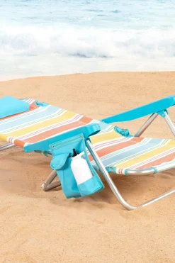 Aktive Silla Plegable Playa Rayas Multicolor, Aluminio, 5 Posiciones Y Bolsillo Lateral