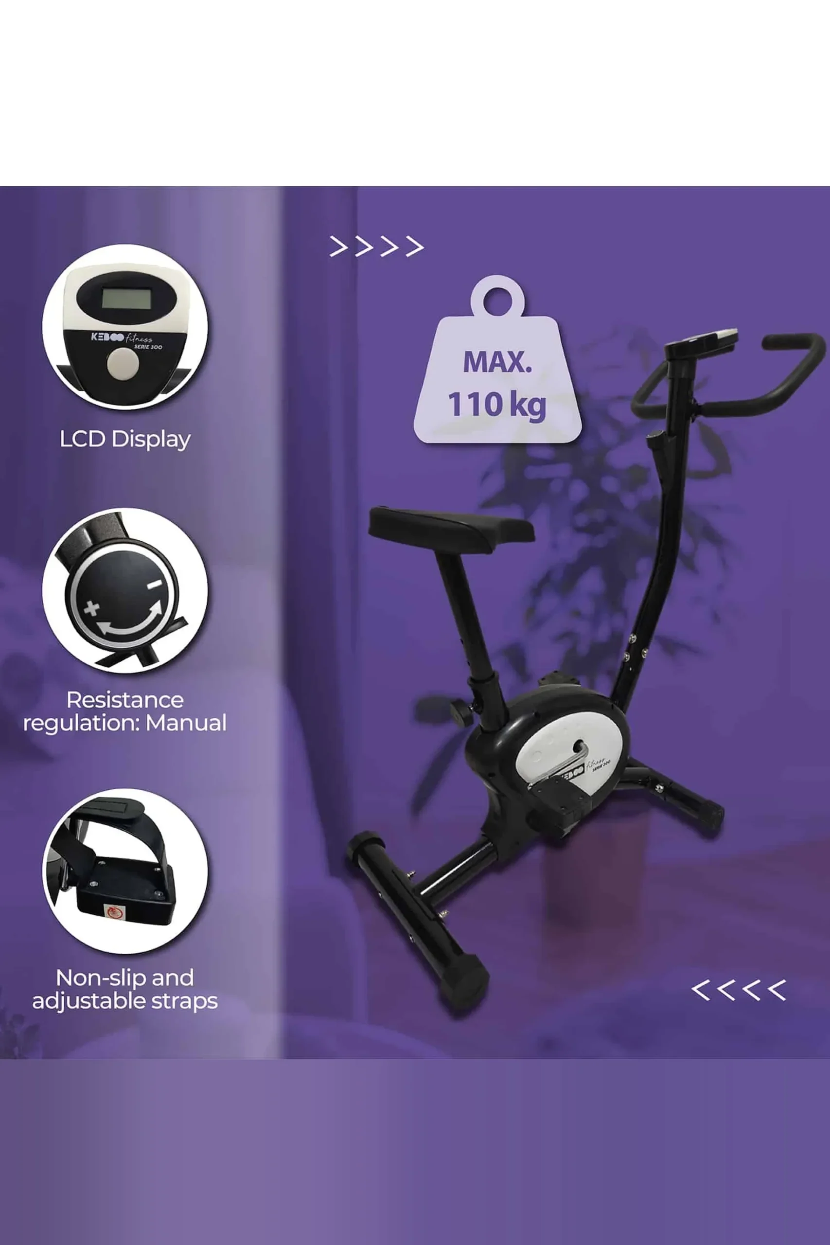 Bicicleta Estática Keboo Serie 300 Fricción Multifunción Con Regulación Manual, Asiento Ajustable