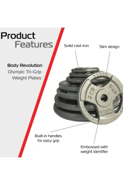 Discos De Pesas De Hierro Fundido De 1" Con Agarre Triple Estándar En Pares 2 X 1,25 Kg