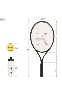 Kit Raqueta De Tenis Iniciación C/pelotas, Botella Y Raquetero Aktive (210 Gr)