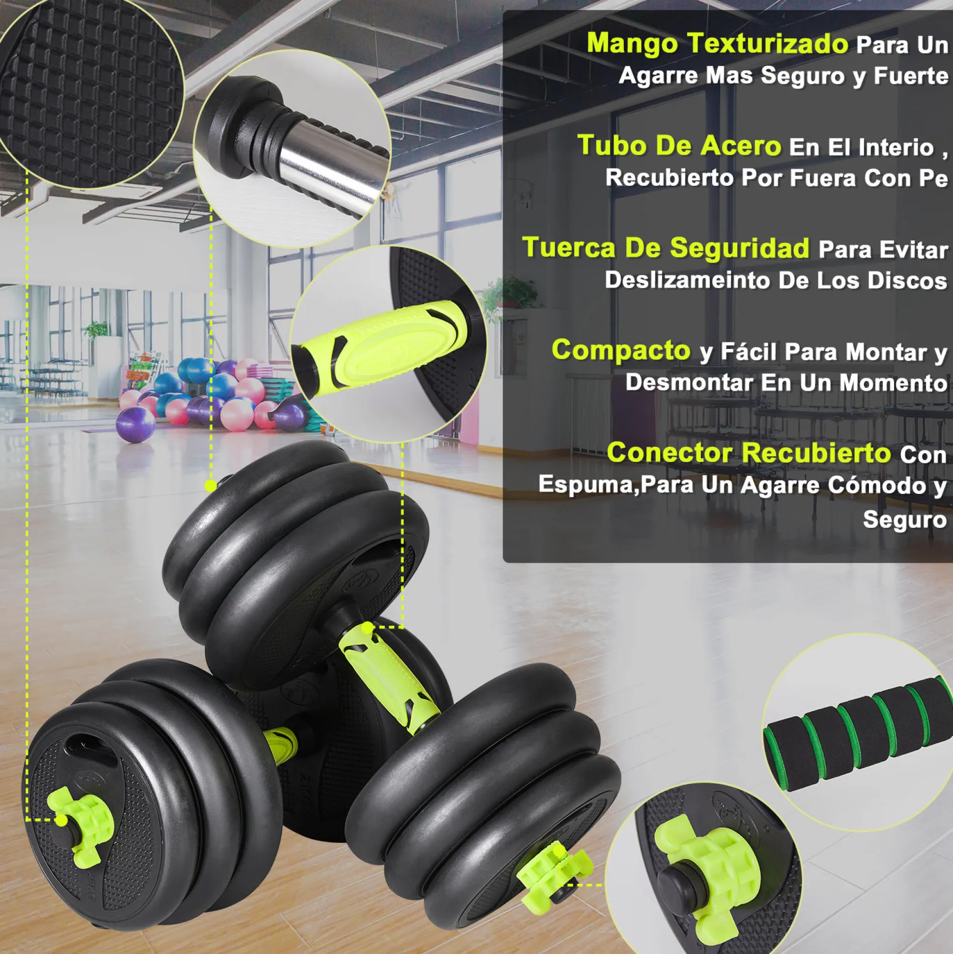 4 Mancuernas 40 Kg Fitness Tech