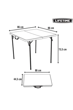 Mesa Cuadrada Plegable Blanco Lifetime 86x86x74 CM