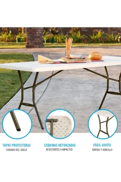 Mesa Rectangular Patas Plegables Crema 185x76x74 CM Lifetime
