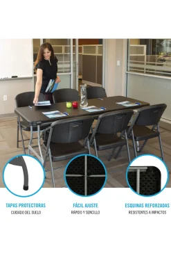 Mesa Rectangular Patas Plegables Negro Lifetime 182 X 76 X 73,5 CM