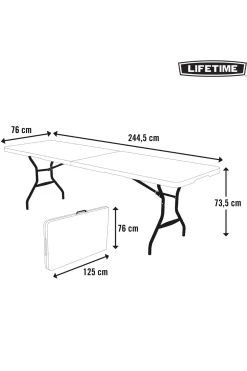 Mesa Rectangular Plegable Blanco Lifetime 245 X 76 X 74 CM