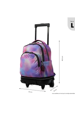 Mochila Escolar Ruedas Totto Tiza Desmontable Glitter