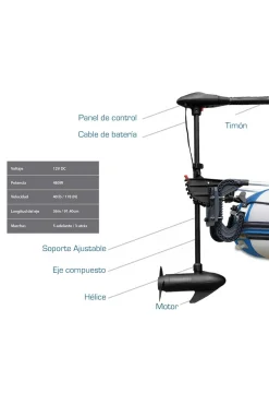 Motor Fueraborda Intex Eléctrico 12v DC 420w/0.57 CV - 8 Marchas