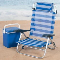 Pack De 2 Sillas De Playa Plegables Y Reclinables 7 Posiciones C/cojín Y Asas