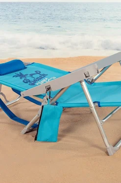 Pack 2 Sillas Playa Plegables Bajas Y Multiposición Azul Beach Time Aktive