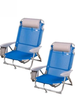Pack 2 Sillas Playa Plegables Y Multiposición Asiento Bajo Aktive