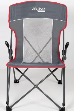 Pack 2 Sillas Plegables Camping Antivuelco Gris C/reposabrazos Removibles Aktive
