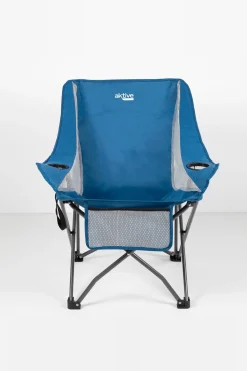 Pack 2 Sillones Plegables Camping Antivuelco Azul C/posavasos Y Bolsillo Aktive
