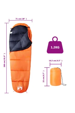 Saco De Dormir De Tipo Momia Vidaxl 208 X 71 CM Poliéster 190t