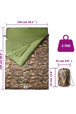 Saco De Dormir Doble Vidaxl Con 2 Almohadas