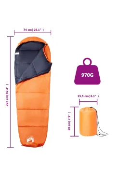 Saco De Dormir Tipo Momia De Camping Vidaxl Para Adultos 222 X 74 CM
