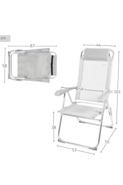 Silla Plegable Camping Antivuelco Y Multiposición C/cojín Aktive