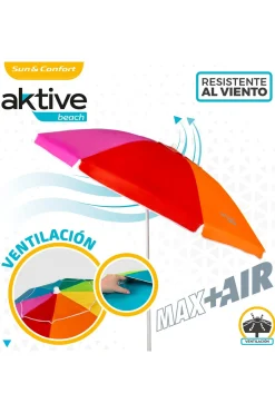 Sombrilla Playa Antiviento 220 CM Con Protección Uv50 Aktive Beach