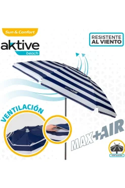 Sombrilla Playa Antiviento 220 CM Con Protección Sola Uv50 Aktive Beach