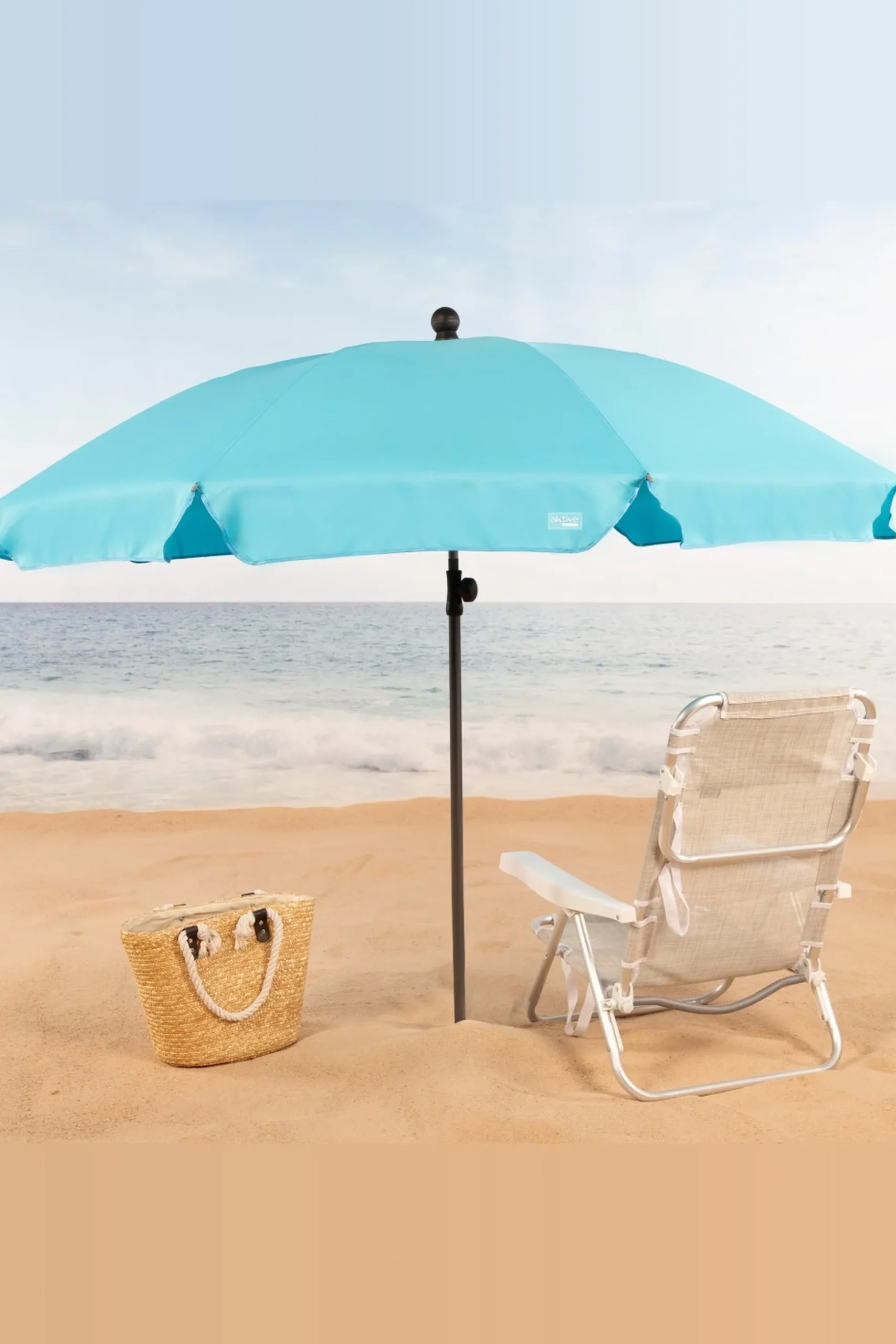 Sombrilla Playa Grande Aktive 200 CM Inclinable Azul Uv30 C/funda