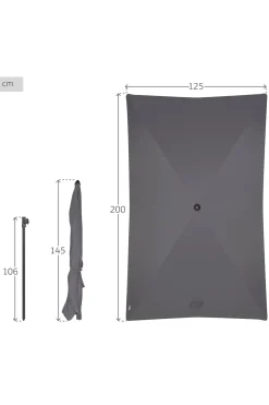 Sombrilla Rectangular Aktive Balcón Inclinable 200x125 CM Uv30
