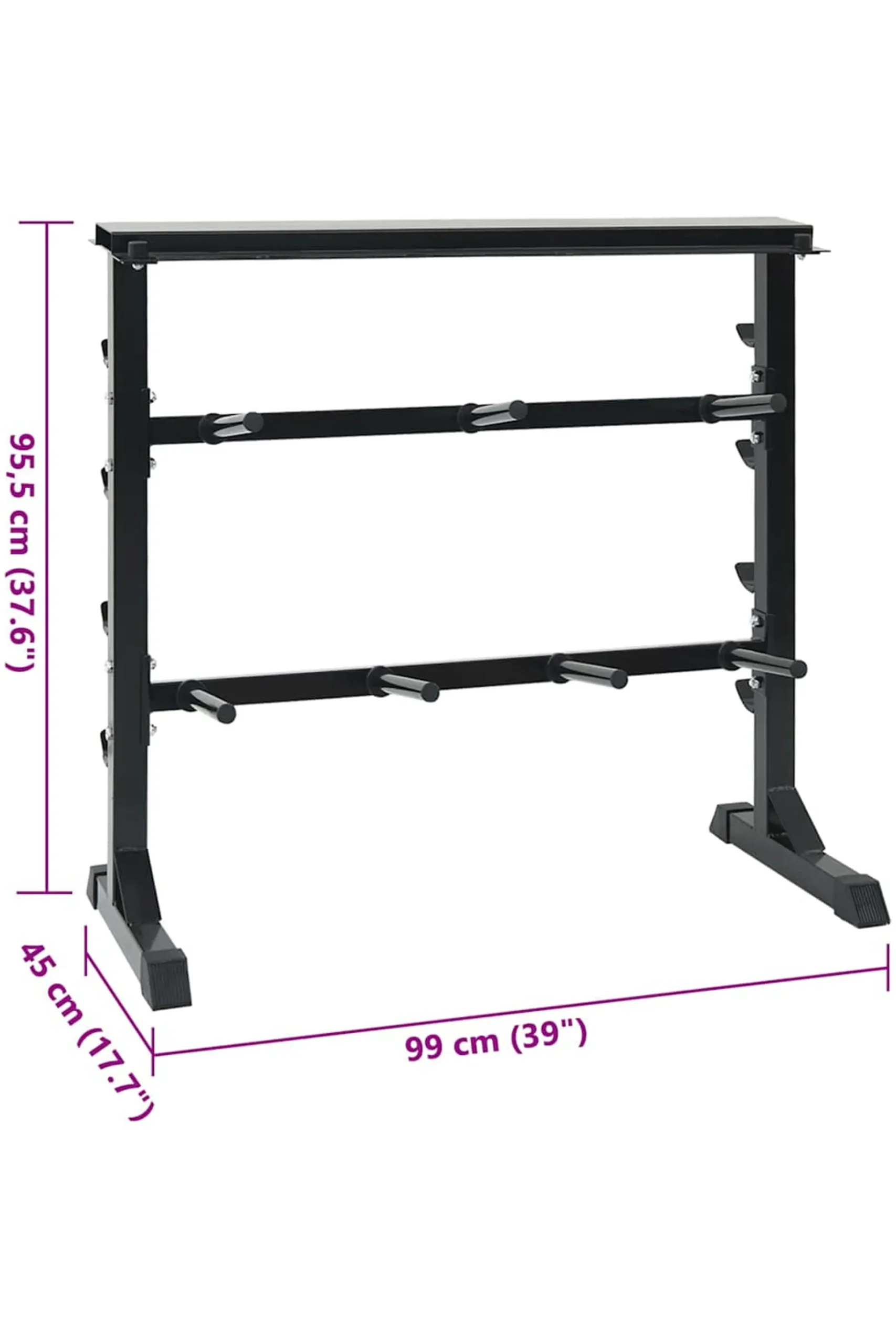Suporte Para Halteres Com 7 Suportes E 8 Ganchos 300 Kg Aço Vidaxl Aço