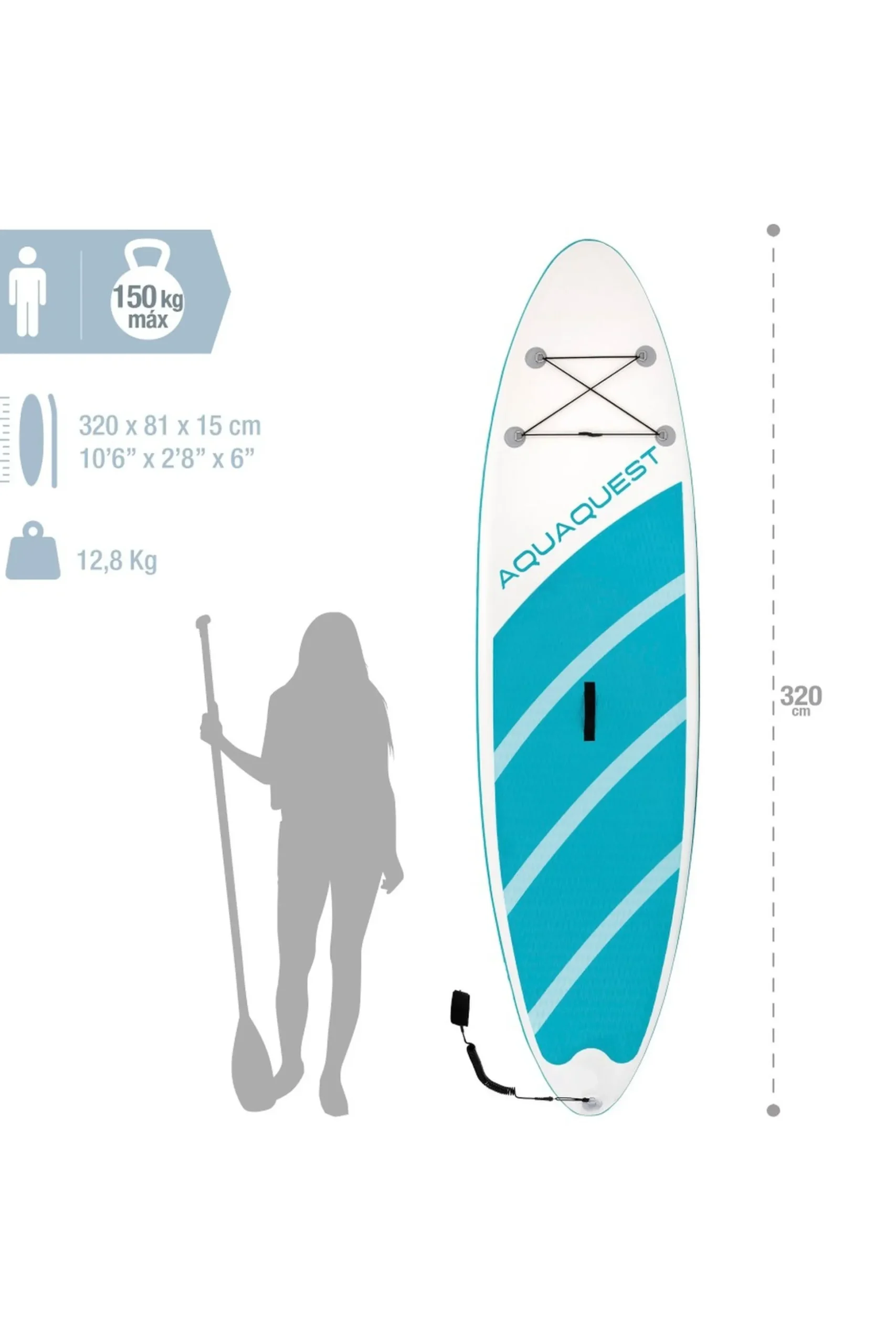 Tabla De Paddle Surf Hinchable Nivel Intermedio 10.6’’ C/mochila, Remo E Hinchador Intex