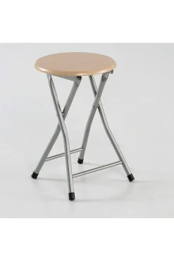 2 Taburetes Plegables De Metal Y Madera Hersig