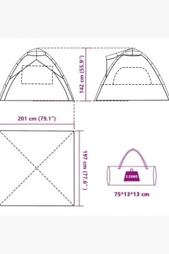 Tienda De Playa 3 Personas Impermeable Vidaxl 201x197x142 CM